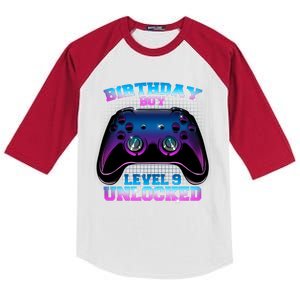 Birthday Boy Level 9 Unlocked Birthday Gift Kids Colorblock Raglan Jersey