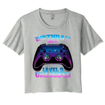 Birthday Boy Level 9 Unlocked Birthday Gift Women's Crop Top Tee