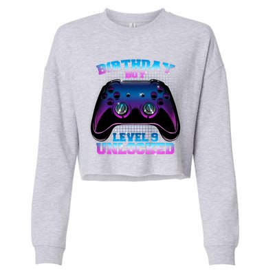 Birthday Boy Level 9 Unlocked Birthday Gift Cropped Pullover Crew