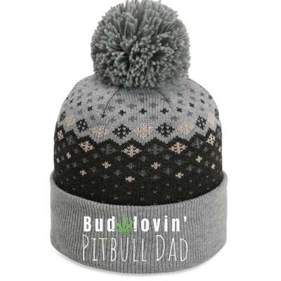 Best Bud Lovin Pitbull Dad Ever Funny Pitbull Owner Gift  The Baniff Cuffed Pom Beanie