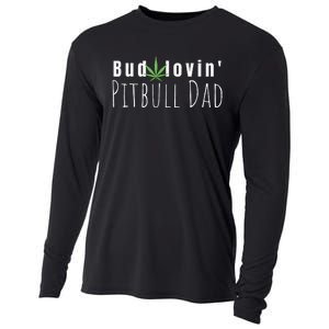 Best Bud Lovin Pitbull Dad Ever Funny Pitbull Owner Gift  Cooling Performance Long Sleeve Crew