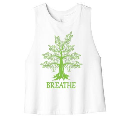 Breathe Breath Life Breathing Meditation Yoga Inhale Exhale Gift Women's Racerback Cropped Tank