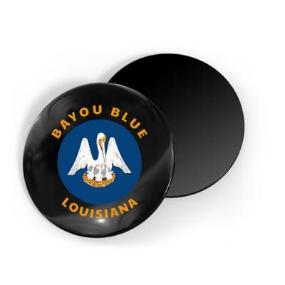 Bayou Blue Louisiana LA Flag Badge Roundlet Souvenir Magnet