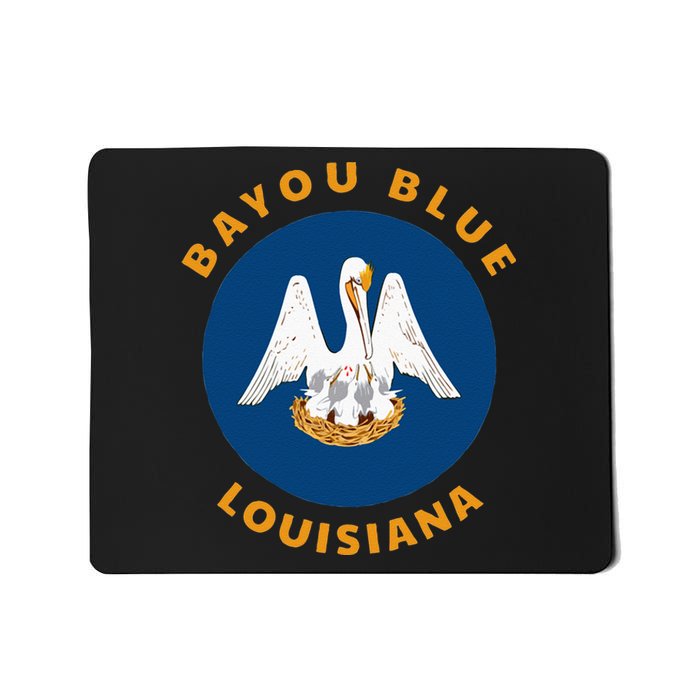 Bayou Blue Louisiana LA Flag Badge Roundlet Souvenir Mousepad