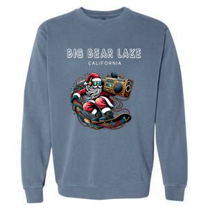 Big Bear Lake California Cool Snowboard Christmas Santa Gift Garment-Dyed Sweatshirt