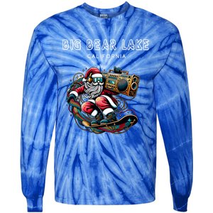 Big Bear Lake California Cool Snowboard Christmas Santa Gift Tie-Dye Long Sleeve Shirt