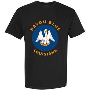 Bayou Blue Louisiana LA Flag Badge Roundlet Souvenir Garment-Dyed Heavyweight T-Shirt