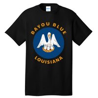 Bayou Blue Louisiana LA Flag Badge Roundlet Souvenir Tall T-Shirt