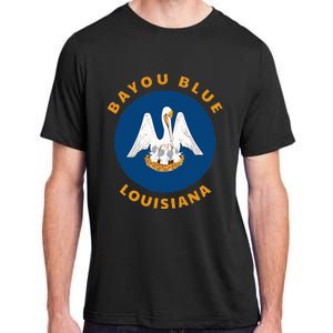 Bayou Blue Louisiana LA Flag Badge Roundlet Souvenir Adult ChromaSoft Performance T-Shirt