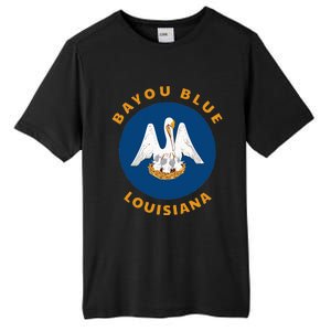 Bayou Blue Louisiana LA Flag Badge Roundlet Souvenir Tall Fusion ChromaSoft Performance T-Shirt