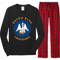 Bayou Blue Louisiana LA Flag Badge Roundlet Souvenir Long Sleeve Pajama Set