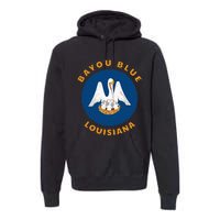 Bayou Blue Louisiana LA Flag Badge Roundlet Souvenir Premium Hoodie