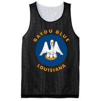 Bayou Blue Louisiana LA Flag Badge Roundlet Souvenir Mesh Reversible Basketball Jersey Tank