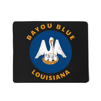 Bayou Blue Louisiana LA Flag Badge Roundlet Souvenir Mousepad