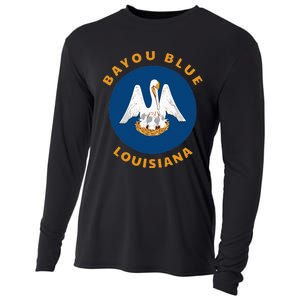 Bayou Blue Louisiana LA Flag Badge Roundlet Souvenir Cooling Performance Long Sleeve Crew