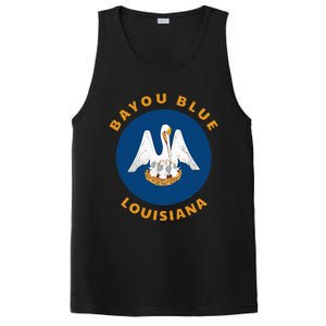 Bayou Blue Louisiana LA Flag Badge Roundlet Souvenir PosiCharge Competitor Tank