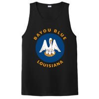 Bayou Blue Louisiana LA Flag Badge Roundlet Souvenir PosiCharge Competitor Tank