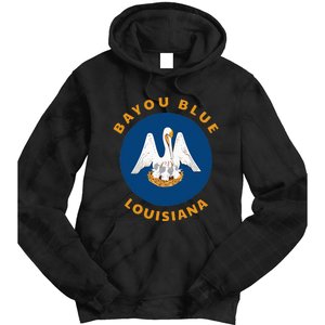 Bayou Blue Louisiana LA Flag Badge Roundlet Souvenir Tie Dye Hoodie