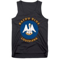 Bayou Blue Louisiana LA Flag Badge Roundlet Souvenir Tank Top