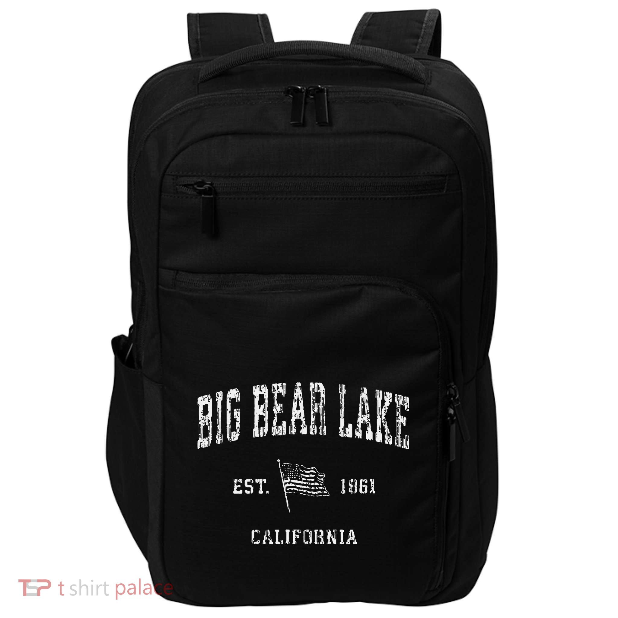 Big Bear Lake California Ca Vintage Us Flag Impact Tech Backpack