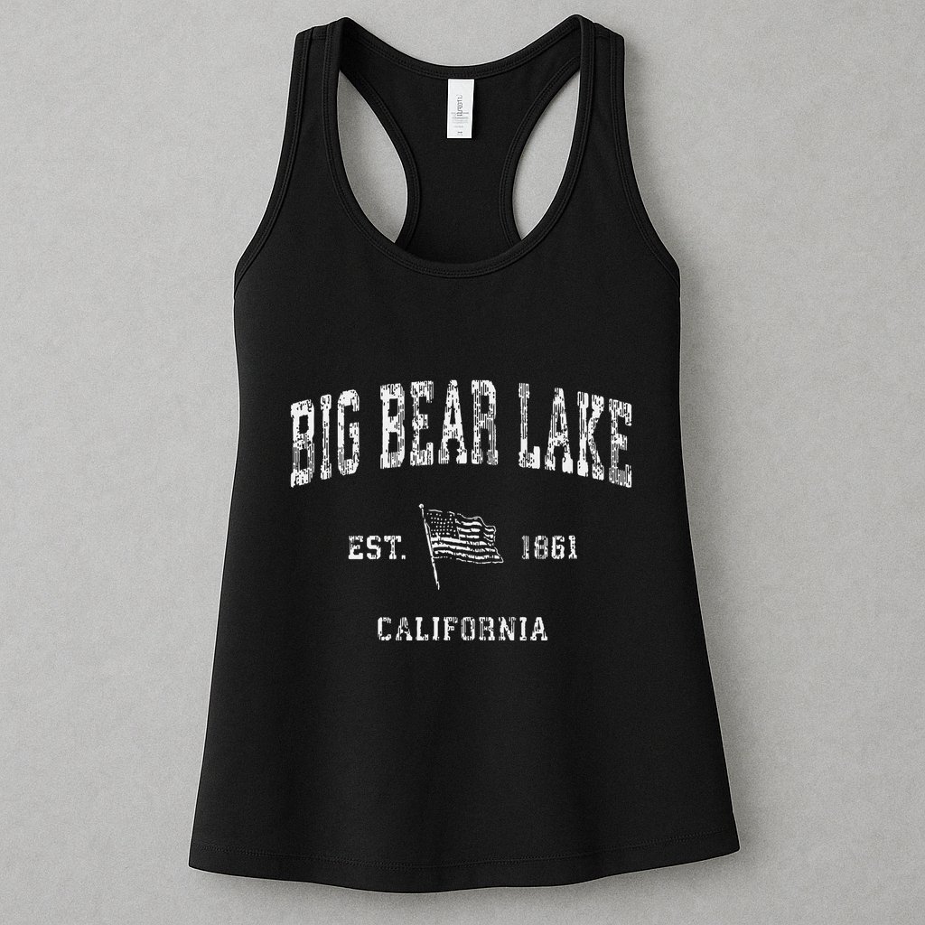 Big Bear Lake California Ca Vintage Us Flag Womens Tank Top