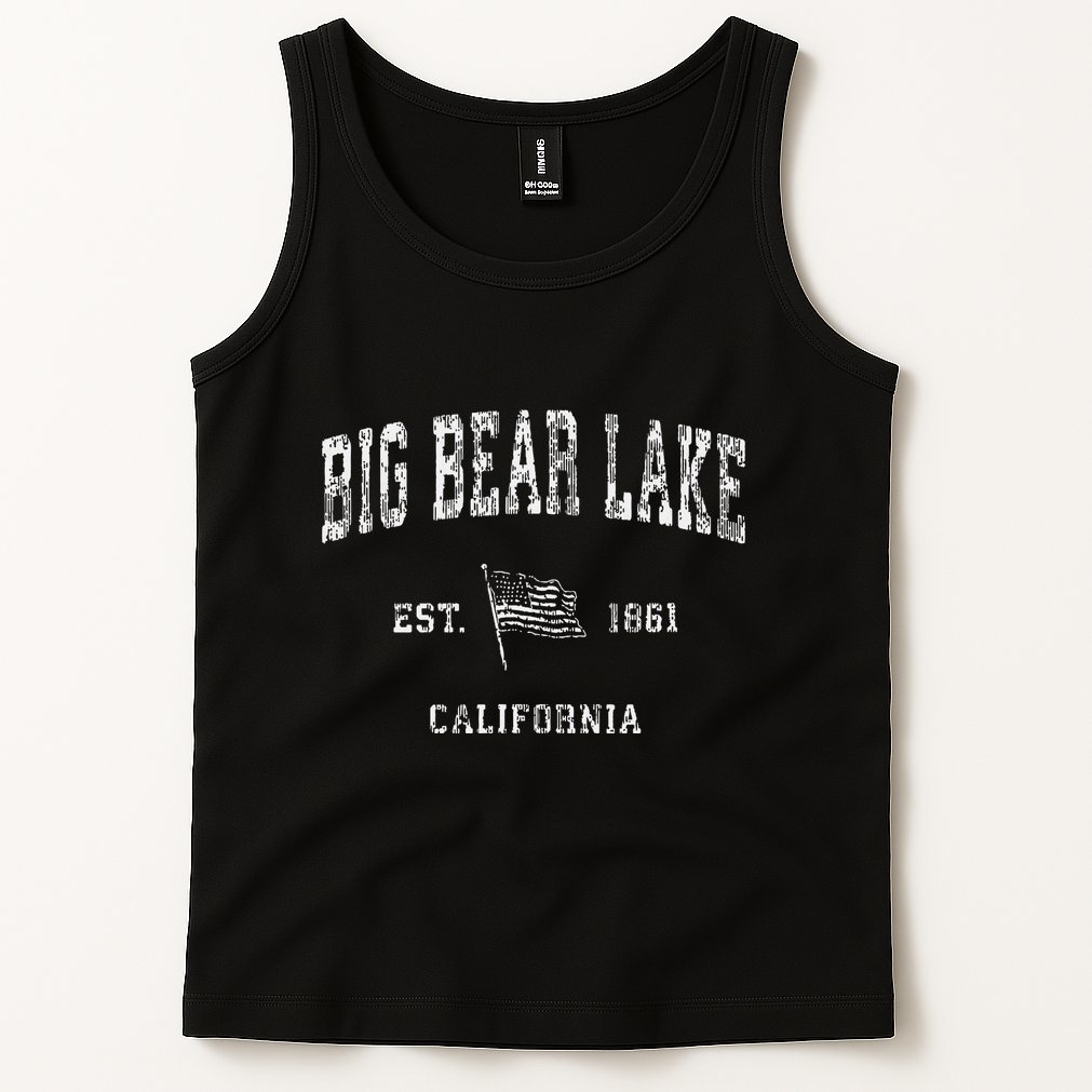 Big Bear Lake California Ca Vintage Us Flag Tank Top