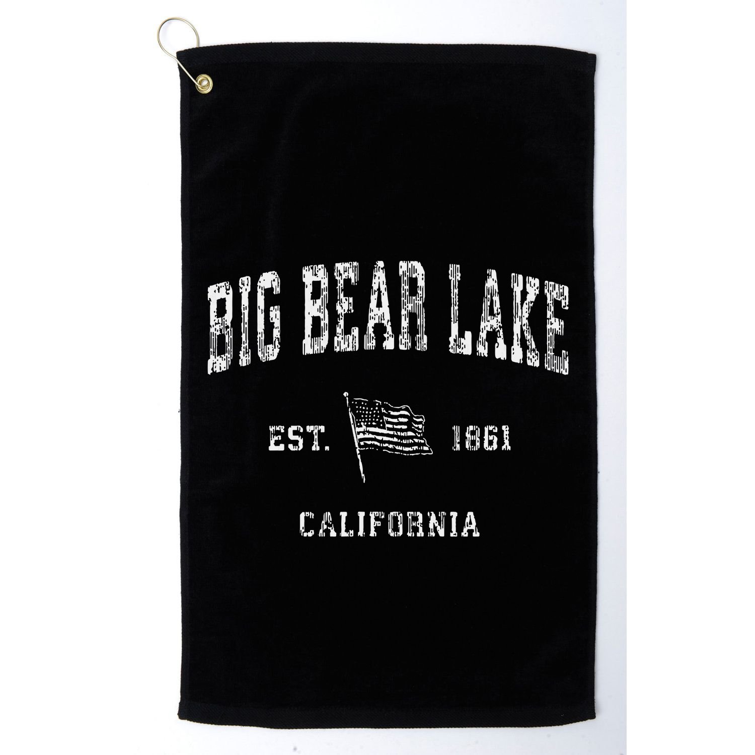 Big Bear Lake California Ca Vintage Us Flag Golf Towel