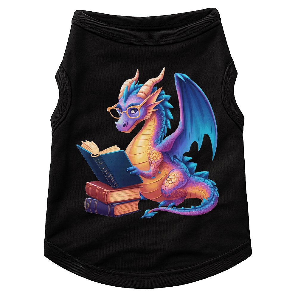 Bookworm Book Lover Women Dragon Reading Doggie Tank