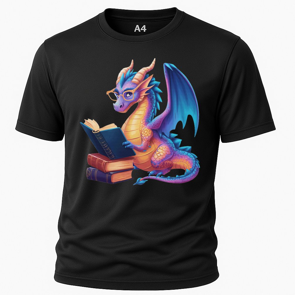 Bookworm Book Lover Women Dragon Reading Cooling Performance Crew T-Shirt