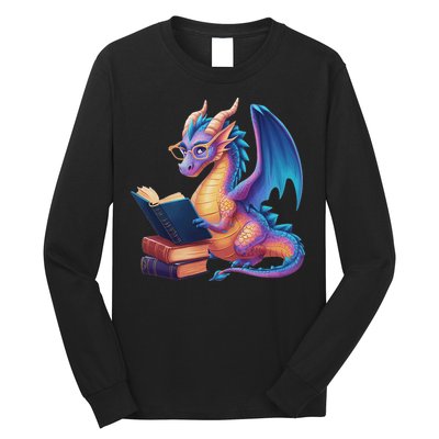 Bookworm Book Lover Women Dragon Reading Long Sleeve Shirt