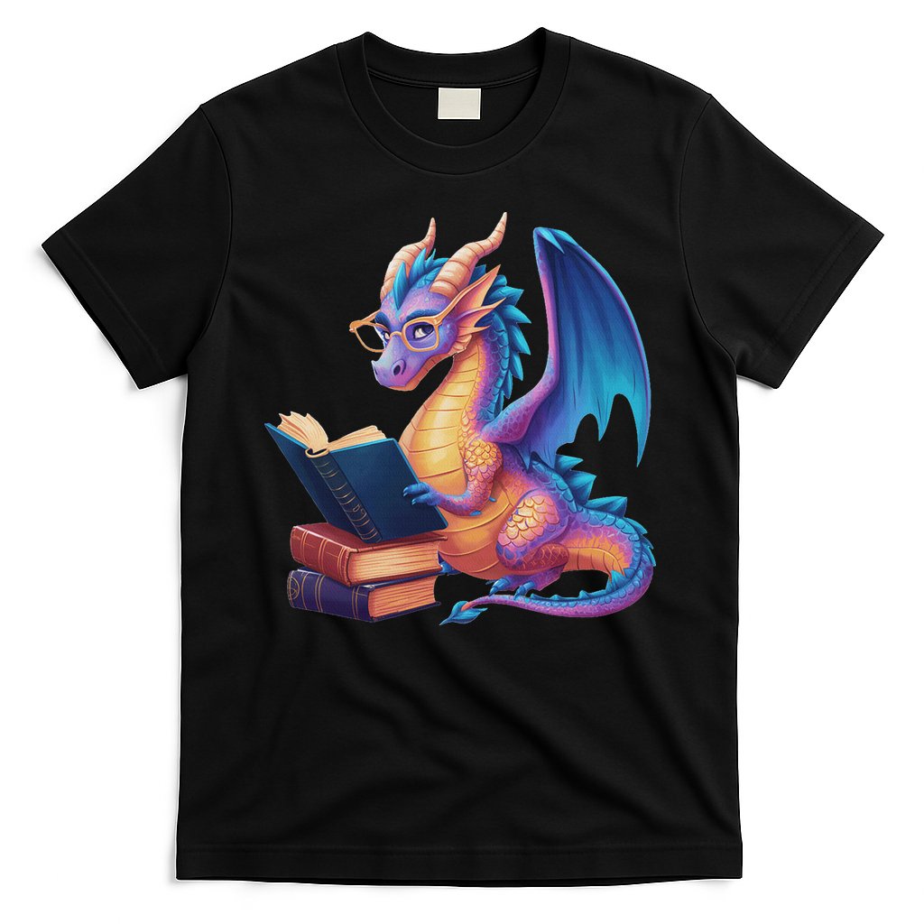Bookworm Book Lover Women Dragon Reading T-Shirt