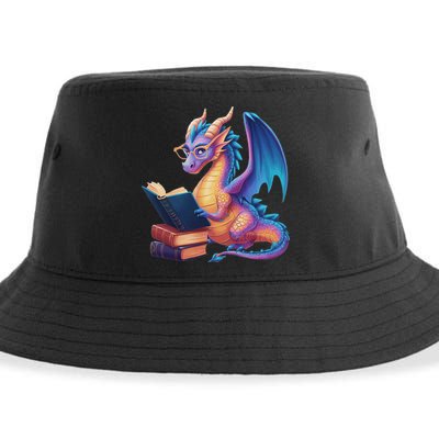 Bookworm Book Lover Women Dragon Reading Sustainable Bucket Hat