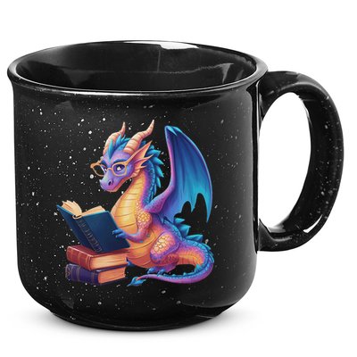 Bookworm Book Lover Women Dragon Reading 15oz Campfire Ceramic Mug