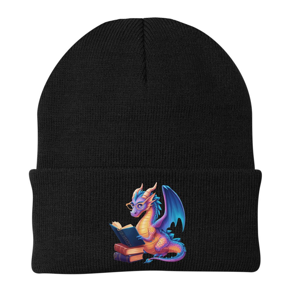 Bookworm Book Lover Women Dragon Reading Beanie