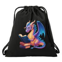 Bookworm Book Lover Women Dragon Reading Drawstring Bag