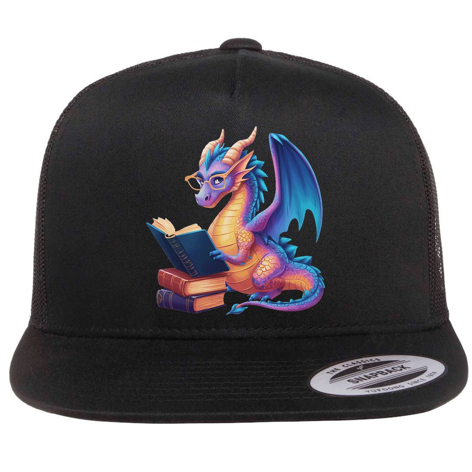 Bookworm Book Lover Women Dragon Reading Flat Bill Trucker Hat