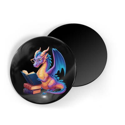 Bookworm Book Lover Women Dragon Reading Magnet