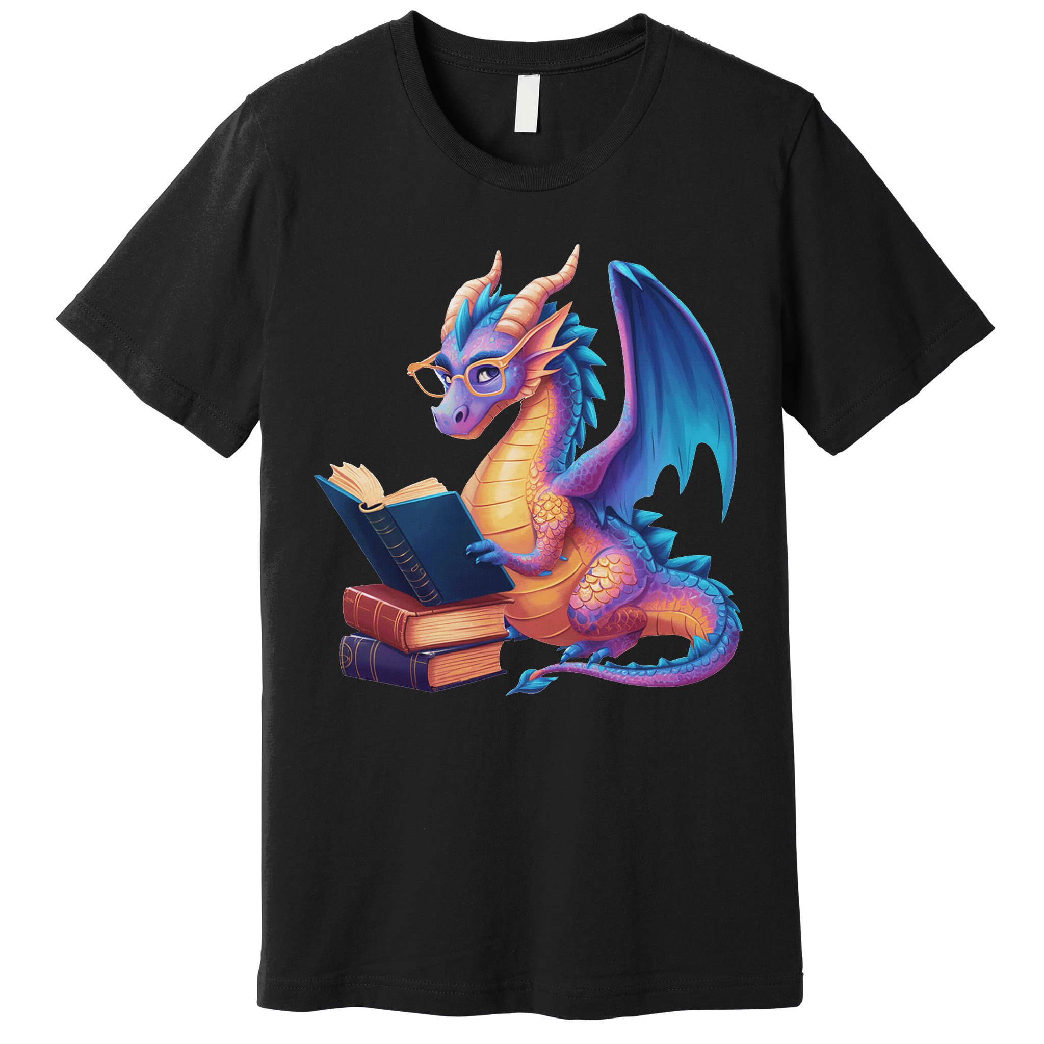 Bookworm Book Lover Women Dragon Reading Premium T-Shirt