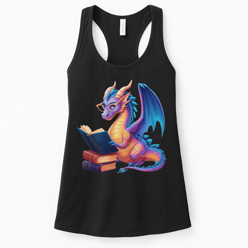 Bookworm Book Lover Women Dragon Reading Womens Tank Top