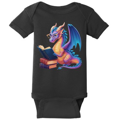 Bookworm Book Lover Women Dragon Reading Baby Bodysuit