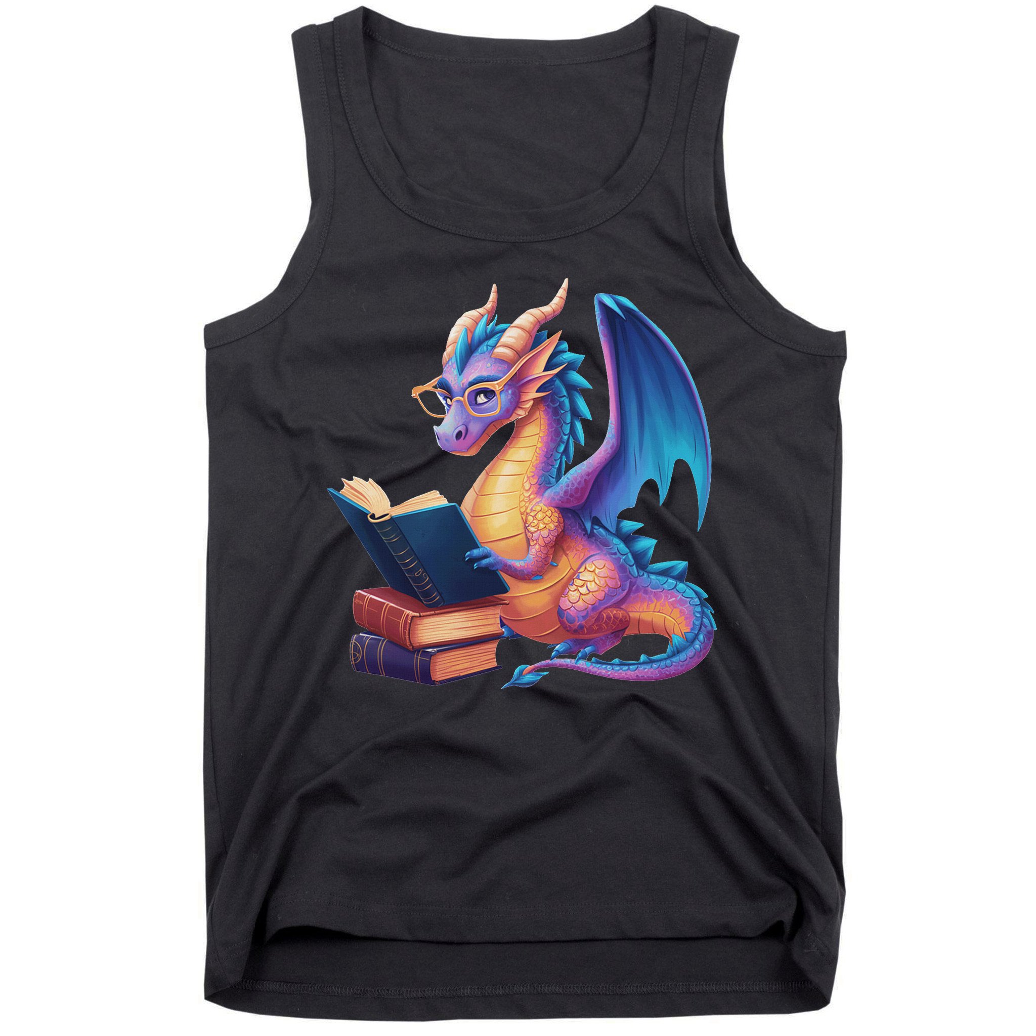 Bookworm Book Lover Women Dragon Reading Tank Top