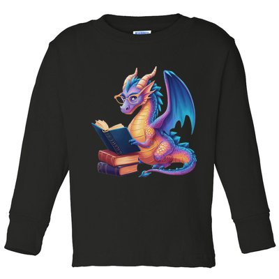 Bookworm Book Lover Women Dragon Reading Toddler Long Sleeve Shirt