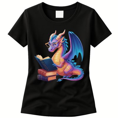 Bookworm Book Lover Women Dragon Reading Womens T-Shirt