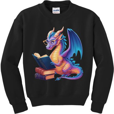 Bookworm Book Lover Women Dragon Reading Kids Sweatshirt