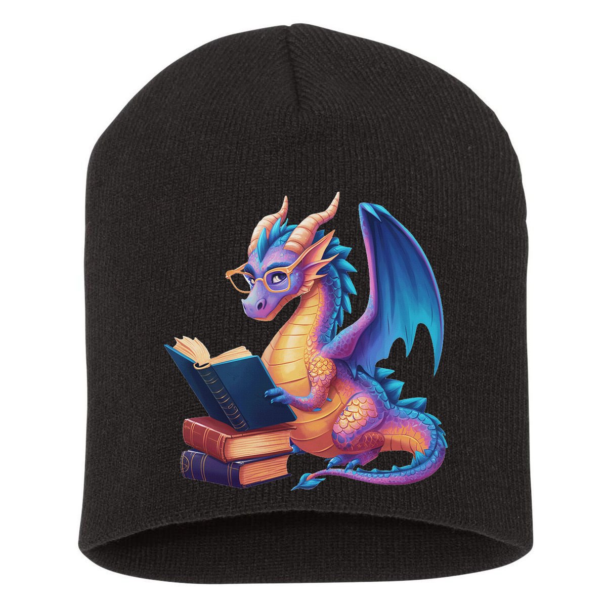 Bookworm Book Lover Women Dragon Reading Short Acrylic Beanie