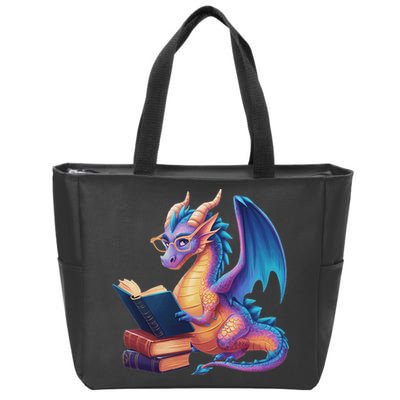 Bookworm Book Lover Women Dragon Reading Zip Tote Bag