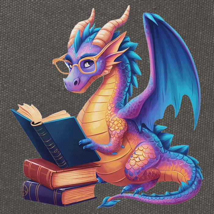 Bookworm Book Lover Women Dragon Reading Cotton Canvas Backpack