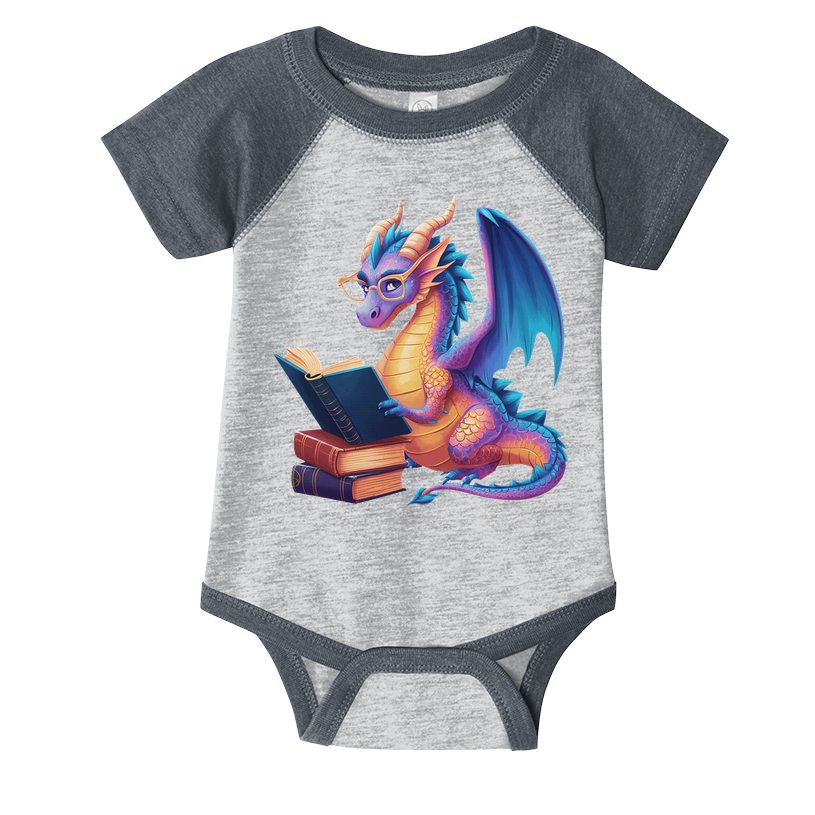 Bookworm Book Lover Women Dragon Reading Infant Baby Jersey Bodysuit