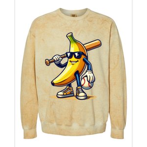 Banana Baseball Lover Cool Game Colorblast Crewneck Sweatshirt