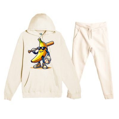 Banana Baseball Lover Cool Game Premium Hooded Sweatsuit Set